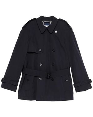 Burberry Button Belted Coat - Blue