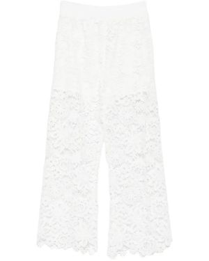 Waimari Pantalones Anchos Demi Con Encaje - Blanco