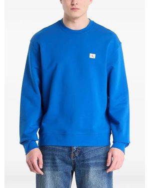 Calvin Klein Logo-Patch Long-Sleeve Sweatshirt - Blue