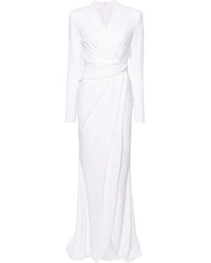 Talbot Runhof Draped Crepe Maxi Dress - White