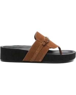 Sandro Buckle-Detail Suede Sandals - White