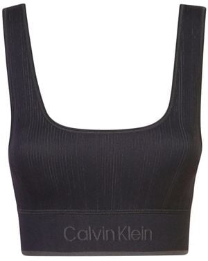 Calvin Klein Logo-Print Cropped Tank Top - Grey