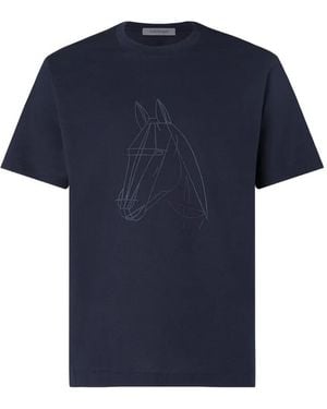 Corneliani Horse-Print T-Shirt - Blue