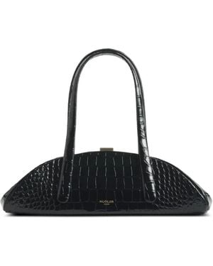Mugler Lua Schultertasche Mit Kroko-Prägung - Schwarz