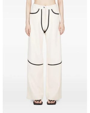 Paris Georgia Basics Contrast-Trim Straight Trousers - White