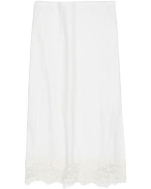 Bimba Y Lola Lace-Trim Slit Skirt - White