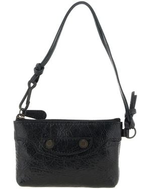 Balenciaga Le City Studded Leather Clutch - Black