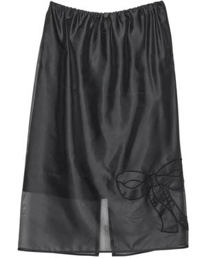 Cecilie Bahnsen Bria Bow-Appliqué Straight Midi Skirt - Grey