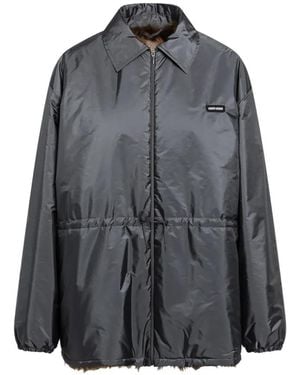 Miu Miu Technical Fabric And Shearling Blouson Jacket - Grey