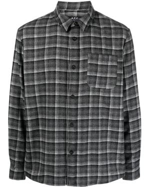 A.P.C. Checked Wool-Blend Shirt - Grey