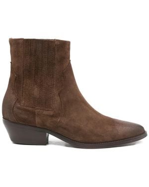Julie Dee Panelled Ankle Boots - Brown