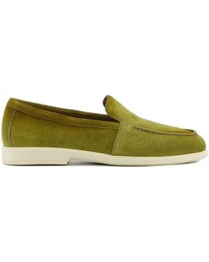 Santoni Malibu Almond-Toe Leather Loafers - Green