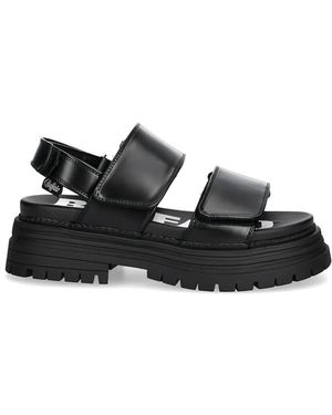 Buffalo Touch-Strap Platform Sandals - Black