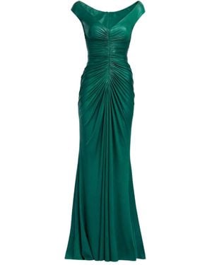 Elie Saab Schulterfreies Maxikleid - Grün