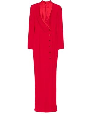 SILK LOVE & LACE Scarlet Button Maxi Dress - Red