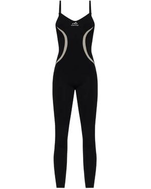 Balenciaga Logo-Print Panelled Jumpsuit - Black