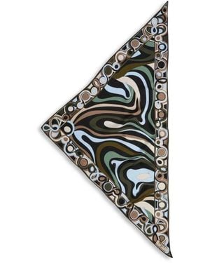 PUCCI Marmo-Print Silk Triangle Scarf - Black