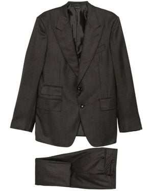 Tom Ford Traje Con Botones Y Motivo Pied De Poule - Negro