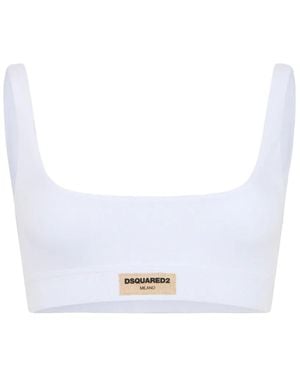 DSquared² Logo-Detail Bralette - White