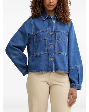 Benetton Contrast-Stitch Denim Jacket - Blue
