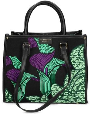 MY BEST BAG Small Atena Biophila Floral Fabric Tote Bag - Green