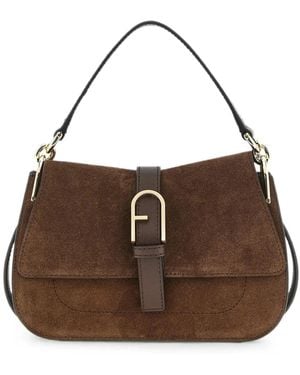 Furla Flow Arco Buckle Tote Bag - Brown