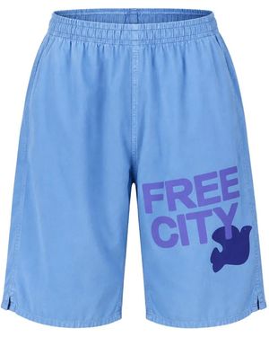 Freecity Logo-Print Elasticated Shorts - Blue