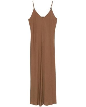 Dixie Crinkled-Finish V-Neck Midi Dress - Brown
