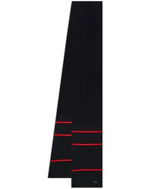 Ferragamo Logo-Patch Two-Tone Striped Scarf - Blue