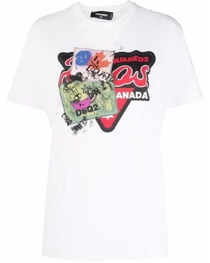 DSquared² Graphic Print Crew-Neck T-Shirt - White