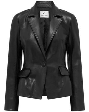 Marine Serre Leather Jacket - Black