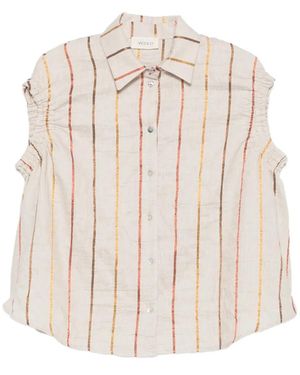 ViCOLO Camisa Con Volantes Y Raya Estampada - Neutro