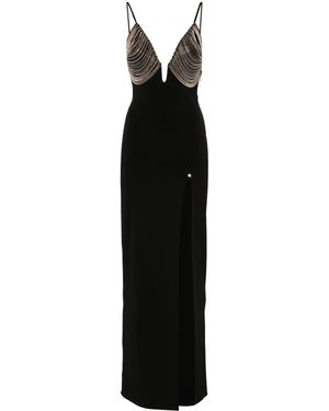 Nissa Fringe-Detail Maxi Dress - Black