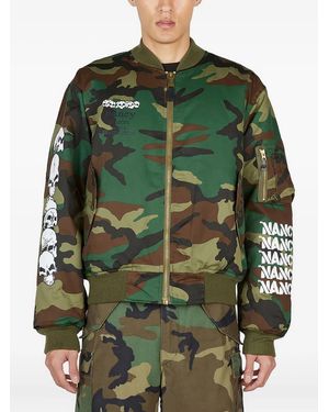 Nancy Ganz Camouflage Skull-Graphic Bomber Jacket - Green