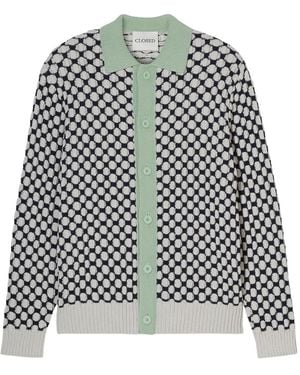Closed Gemusterter Cardigan Mit Poloshirtkragen - Schwarz