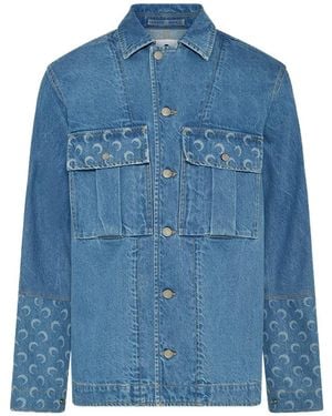 Marine Serre Moon-Print Denim Jacket - Blue