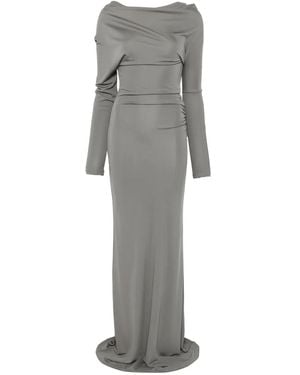 AYA MUSE One-Shoulder Draped Maxi Dress - Gray