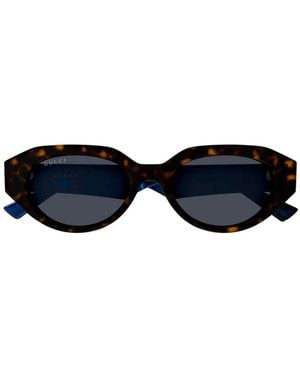 Gucci Double G Geometric-Frame Sunglasses - Blue