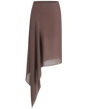 Oude Waag Asymmetric Draped Midi Skirt - Brown