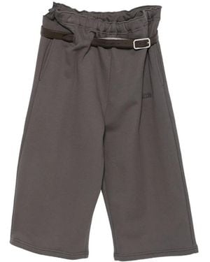 Magliano Provincia Belted Paperbag-Waist Shorts - Grey