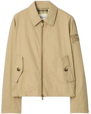 Burberry Logo-Embroidered Jacket - Natural