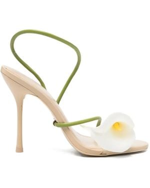 Cult Gaia Cassidy Floral-Detail Sandals - Metallic