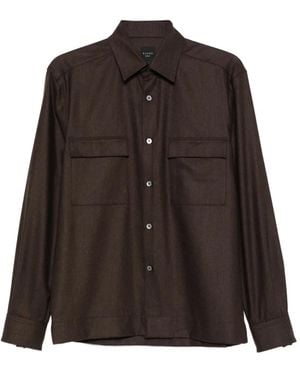 Xacus Double-Pocket Wool Shirt - Brown