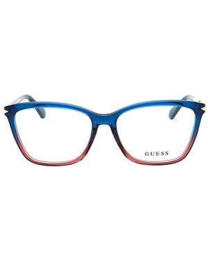Guess Gradient-Effect Rectangle-Frame Glasses - Blue