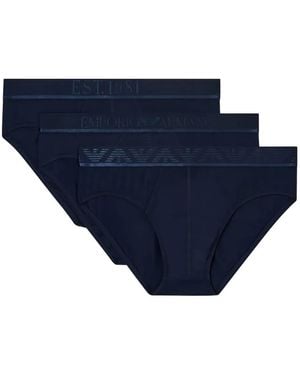 Emporio Armani Slips Mit Stretch-Logo (3Er-Set) - Blau