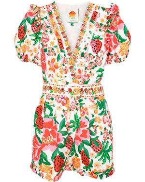 FARM Rio Floral-print Playsuit - White