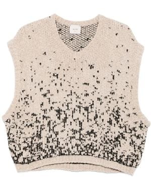 Alysi Intarsia-Knit Sleeveless Vest - Natural