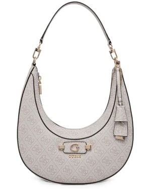 Guess Lindsey Monogram-Print Curved Shoulder Bag - White