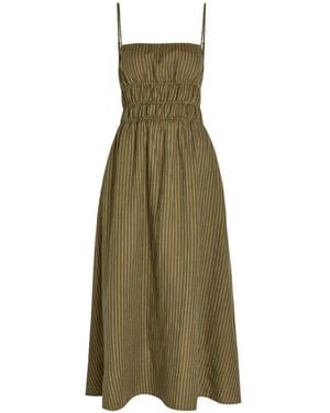 STAUD Ayla Striped Midi Dress - Green