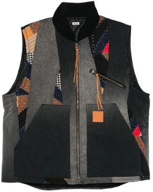 KHOKI Patchwork Zipped Waistcoat - Black